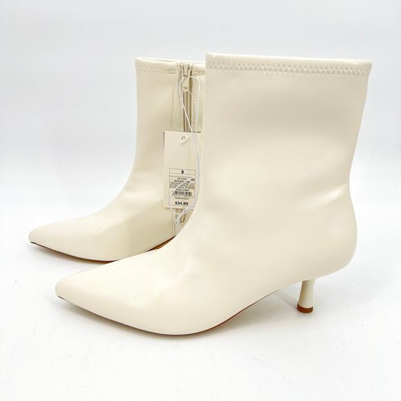 a new day Shoes - NEW White Lonnie Kitten Heel Faux Leather Boots Women's Size 9
